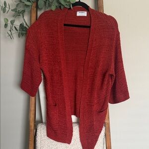 Old Navy Brick Red Open-Front Knit Cardigan